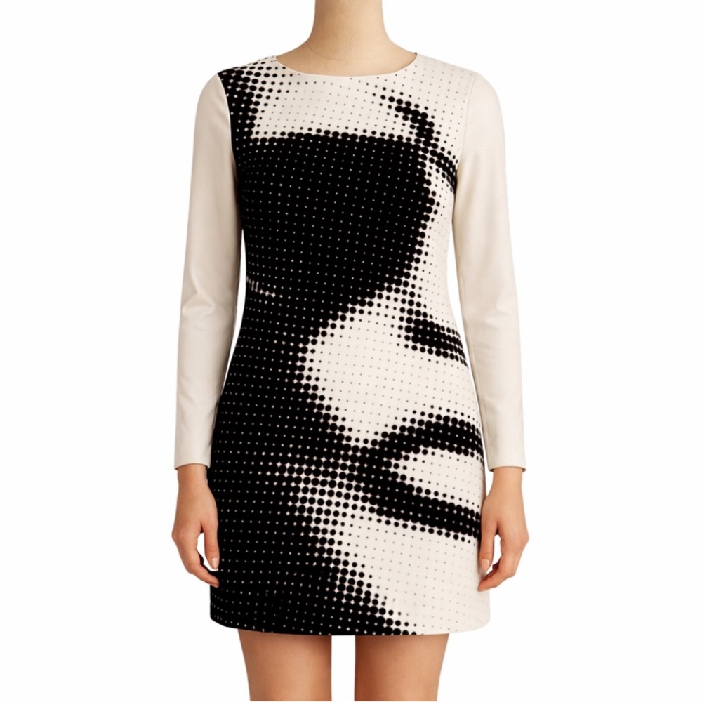 NWOT Chic Black and White Graphic Mini Shift Dress